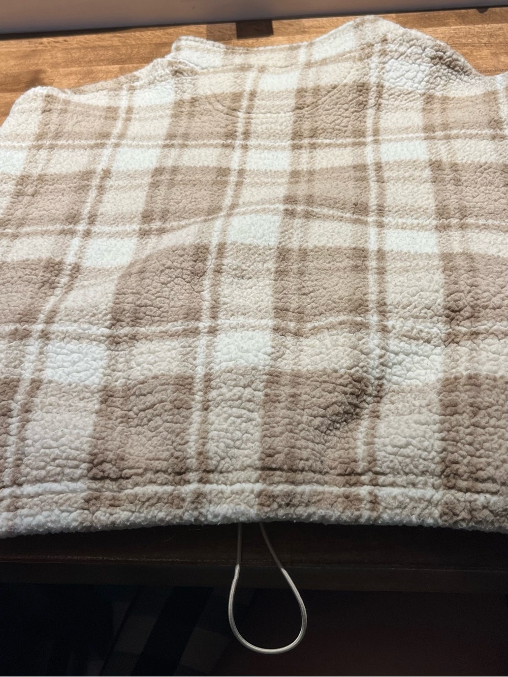 Love Tree Plaid Sherpa Half-Zip Pullover - Cream & Tan - Picture 4 of 7